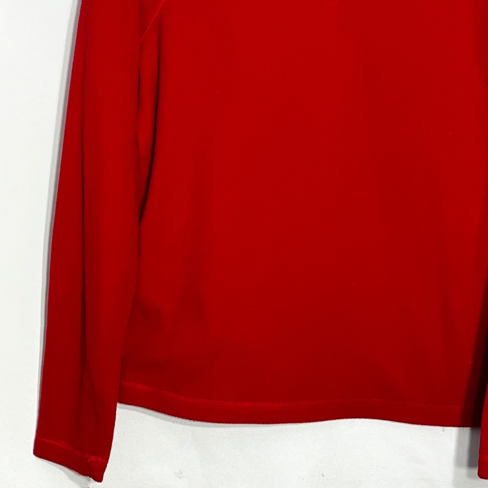 Lands End Mens Red ThermaCheck Fleece Quarter Zip Pullover Sweater Small 34-36 - Picture 4 of 7